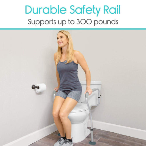 Vive Health Adjustable Toilet Safety Rail, Padded, Fits Any Toilet W/No Drilling