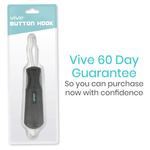 Vive Health Button Hook With Zipper Pull, Wire Loop, Nonslip Handle