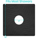 Vive Health Shower Mat, Black, 22 x 22 Inch, Non-Slip and Drain Hole
