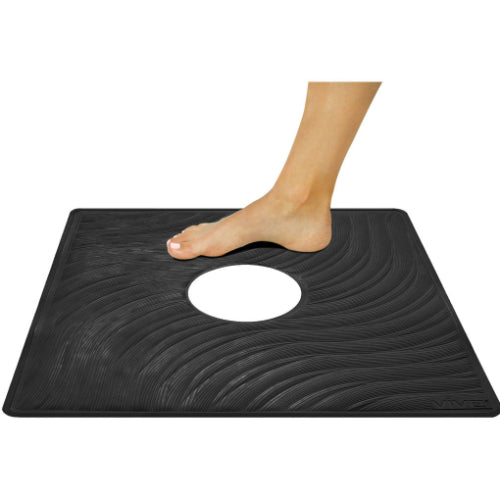 Vive Health Shower Mat, Black, 22x22 Inch non-slip mat with center drain hole for secure attachment. Moovkart