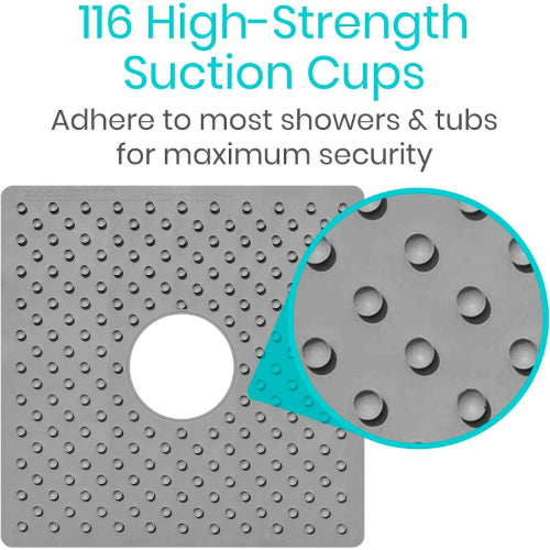 Vive Health Shower Mat, Gray, 22 x 22 Inches