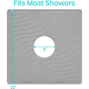 Vive Health Shower Mat, 22 x 22 Inch Non-Slip Bath Mat with Drain Hole and Mold Resistant, Gray