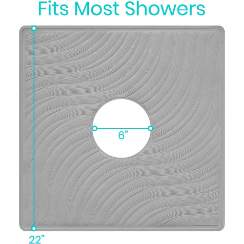 Vive Health Shower Mat, Gray, 22 x 22 Inches
