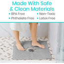 Vive Health Shower Mat, 22 x 22 Inch Non-Slip Bath Mat with Drain Hole and Mold Resistant, Gray