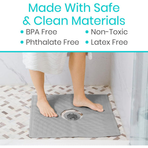 Vive Health Shower Mat, Gray, 22 x 22 Inches