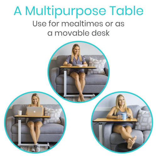 Vive Health Rolling Overbed Table with Height Adjustable