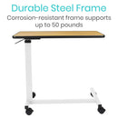 Vive Health Overbed Table with Rolling Base, Height Adjustable Bedside Table, 28.5 – 39 Inches
