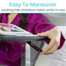 Vive Health Overbed Table with Rolling Base, Height Adjustable Bedside Table, 28.5 – 39 Inches