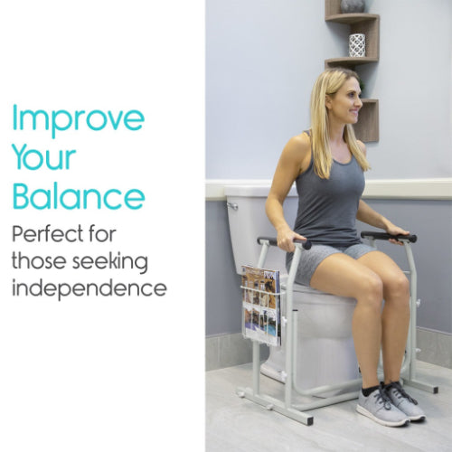 Vive Health Stand Alone Toilet Rail, Aluminum