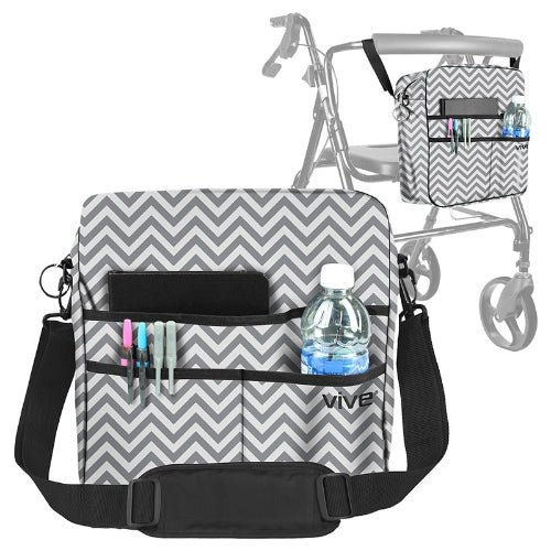 Vive Health Rollator Bag, Waterproof Nylon, Chevron