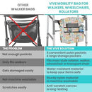 Vive Health Rollator Bag, Waterproof Nylon Lightweight Storage for Mobility Walkers, Faith