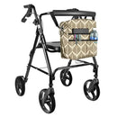 Vive Health Rollator Bag, Lightweight Waterproof Nylon Storage for Walkers, Geometric Leaf