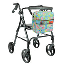 Vive Health Rollator Bag, Waterproof Nylon Tote for Walkers and Wheelchairs, Green Paisley