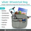 Vive Health Rollator Bag, Gray, Waterproof Nylon with 5 Exterior Pockets and Shoulder Strap
