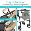 Vive Health Rollator Bag, Gray, Waterproof Nylon with 5 Exterior Pockets and Shoulder Strap