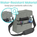 Vive Health Rollator Bag, Gray, Waterproof Nylon with 5 Exterior Pockets and Shoulder Strap