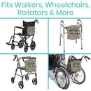 Vive Health Rollator Bag, Waterproof Nylon Storage with Straps and Pockets, Leopard Print
