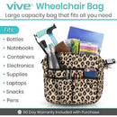 Vive Health Rollator Bag, Waterproof Nylon Storage with Straps and Pockets, Leopard Print