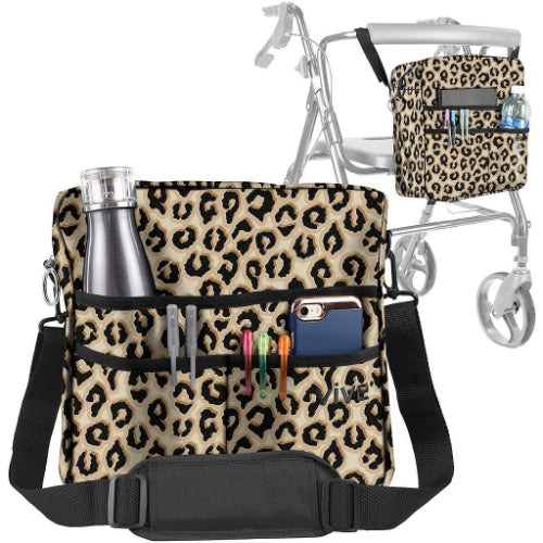 Vive Health Rollator Bag, Leopard Print