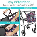 Vive Health Rollator Bag, Waterproof Mobility Accessory for Walkers and Wheelchairs, Pink Floral