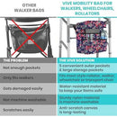 Vive Health Rollator Bag, Waterproof Mobility Accessory for Walkers and Wheelchairs, Pink Floral