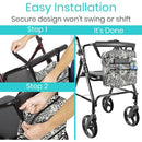 Vive Health Rollator Bag, Waterproof Nylon with 5 Exterior Pockets and Shoulder Strap, Safari