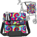 Vive Health Rollator Bag, Waterproof Nylon with 5 Exterior Pockets and Shoulder Strap, Tye Dye