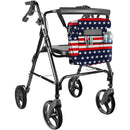 Vive Health Rollator Bag, Waterproof Nylon with 5 Exterior Pockets and Shoulder Strap, Americana