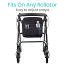 Vive Health Rollator Bag, Waterproof Nylon Storage Tote, Lightweight and Durable, Black