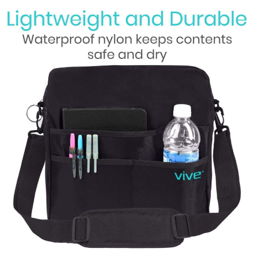 Vive Health Rollator Bag, Waterproof Nylon, Black