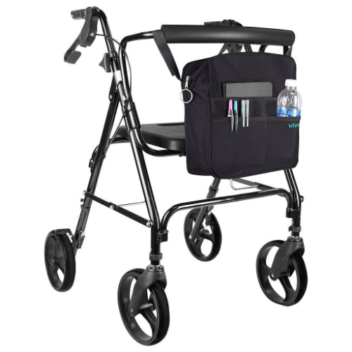 Vive Health Rollator Bag, Waterproof Nylon, Black