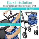 Vive Health Walker Bag, Lightweight Waterproof Nylon with 3 Pockets, Fits All Walkers, Blue Camo