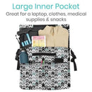 Vive Health Walker Bag Lightweight Waterproof Nylon with 3 Pockets, Fits All Walkers, Chevron