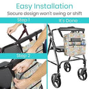 Vive Health Walker Bag, Lightweight Waterproof Nylon with 3 Pockets, Fits All Walkers, Faith