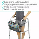 Vive Health Walker Bag, Lightweight Waterproof Nylon with 3 Pockets, Fits All Walkers, Green Paisley