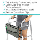 Vive Health Walker Bag, Lightweight Waterproof Nylon with 3 Pockets, Fits All Walkers, Gray