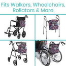 Vive Health Walker Bag, Lightweight Waterproof Nylon with 3 Pockets, Fits All Walkers, Pink Floral