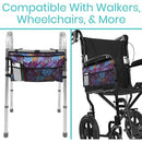 Vive Health Walker Bag with Adjustable Fasteners, Water Resistant Nylon, Purple Floral