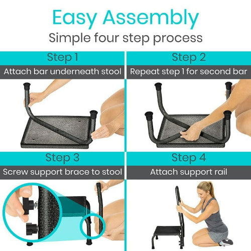 Vive Health Step Stool with Handrail, Black, Pack of 2