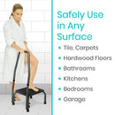 Vive Health Steel Step Stool with Handrail, Non-Slip Platform for Safety and Support, Black, 2 Pack