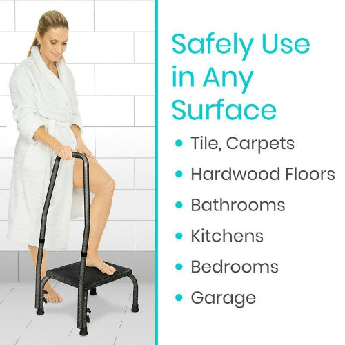 Vive Health Step Stool with Handrail, Black, Pack of 2