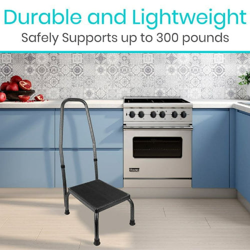 Vive Health Step Stool with Handrail, Black, Pack of 2