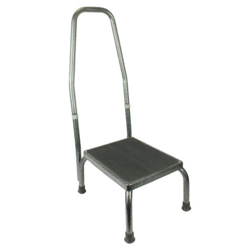 Vive Health Steel Step Stool with Handrail, Black, 9 Inches