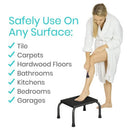 Vive Health 9-Inch Steel Step Stool with Wide Non-Slip Base, Textured Platform, Black