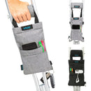 Vive Health Standard Crutch Bag, Waterproof Vinyl, Dual Pocket Organizer with Key Clip, Gray