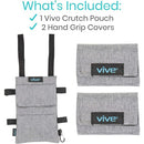 Vive Health Standard Crutch Bag, Waterproof Vinyl, Dual Pocket Organizer with Key Clip, Gray