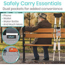 Vive Health Standard Crutch Bag, Waterproof Vinyl, Dual Pocket Organizer with Key Clip, Gray