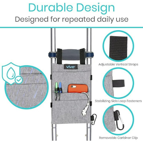 Vive Health Standard Crutch Bag, Gray