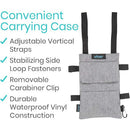 Vive Health Standard Crutch Bag, Waterproof Vinyl, Dual Pocket Organizer with Key Clip, Gray