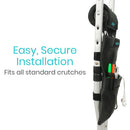 Vive Health Standard Crutch Bag, Waterproof Vinyl, Dual Pocket Organizer with Key Clip, Black